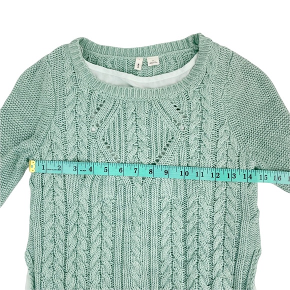 MOTH Ella Overlay Seafoam Green Cable Knit Layered Sweater Size Medium - Picture 5 of 7